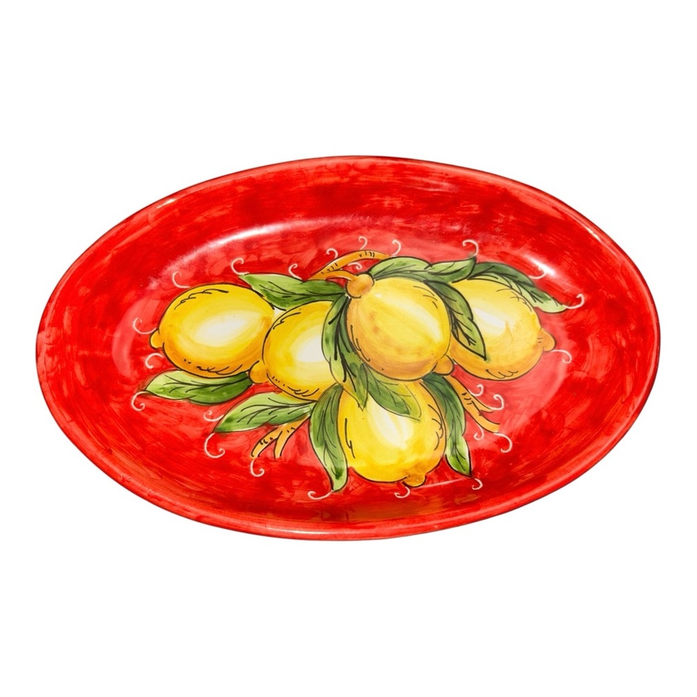 Positano Italy Hand Painted Lemon Oval Platter Italian Ceramic